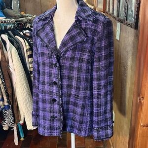 Doncaster size 12 jacket Purple Plaid Boho Casual Business Casual Vintage